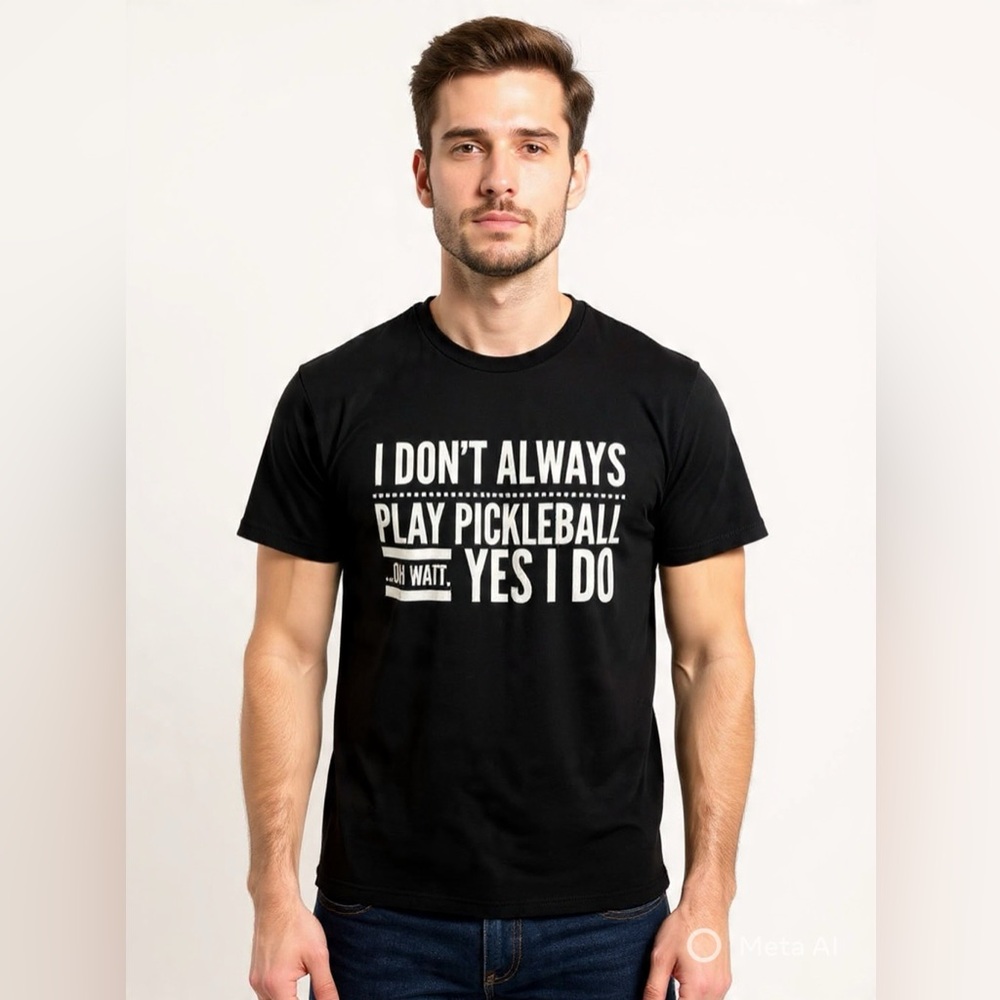 Port and Company Black T‑Shirt with White Pickleball Graphic